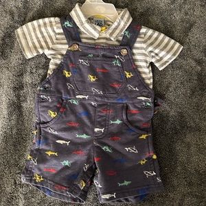 Infant Overalls with Collared Button Up Onesie